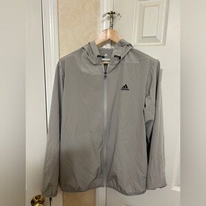 Adidas Men's windbreaker Golf Running Gray Hooded Jacket